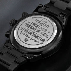 To My Soulmate Turn Back the Clock (Charcoal Black) – Men's Watch - BlessedBiz
