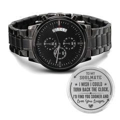 To My Soulmate Turn Back the Clock (Charcoal Black) – Men's Watch - BlessedBiz
