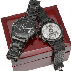 To My Firefighter Husband Need You Here With Us (Charcoal Black) – Men's Watch - BlessedBiz