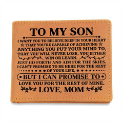 To My Son Promise (Black) – Leather Wallet - BlessedBiz