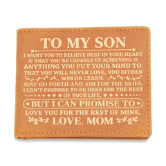 To My Son Promise (Yellow) – Leather Wallet - BlessedBiz