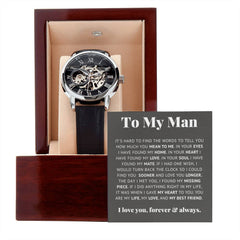 To My Man Life, Love, Best Friend – Luxury Openwork Watch - BlessedBiz