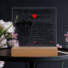 To My Daughter Lion Crown – Acrylic Square - BlessedBiz