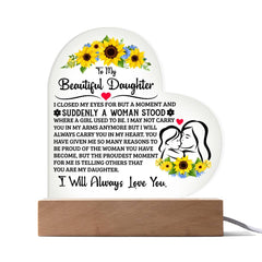 To My Daughter Proud – Acrylic Heart Plaque - BlessedBiz