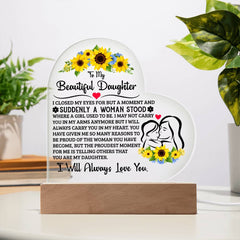 To My Daughter Proud – Acrylic Heart Plaque - BlessedBiz