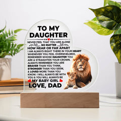 To My Daughter Braver – Acrylic Heart Plaque - BlessedBiz