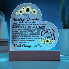 To My Daughter Proud – Acrylic Heart Plaque - BlessedBiz