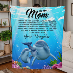 To Mom I Know It's Not Easy – Jersey Fleece Blanket - BlessedBiz