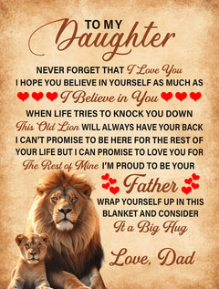 To My Daughter This Old Lion – Sherpa Fleece Blanket - BlessedBiz
