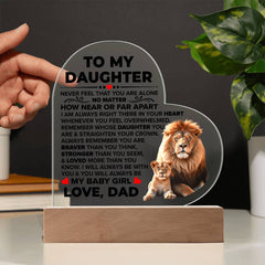 To My Daughter Braver – Acrylic Heart Plaque - BlessedBiz