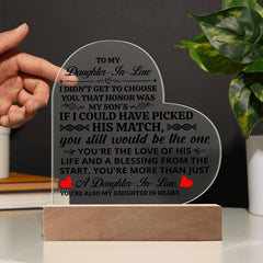 To My Daughter-in-Law Honor – Acrylic Heart Plaque - BlessedBiz