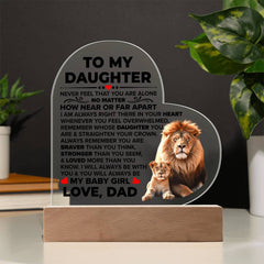 To My Daughter Braver – Acrylic Heart Plaque - BlessedBiz