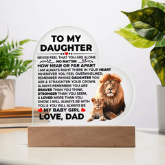 To My Daughter Braver – Acrylic Heart Plaque - BlessedBiz