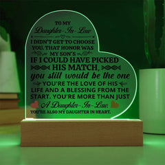 To My Daughter-in-Law Honor – Acrylic Heart Plaque - BlessedBiz