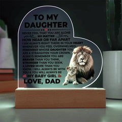 To My Daughter Braver – Acrylic Heart Plaque - BlessedBiz