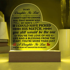 To My Daughter-in-Law Honor – Acrylic Heart Plaque - BlessedBiz