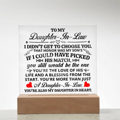 To My Daughter-in-Law Honor – Acrylic Square - BlessedBiz
