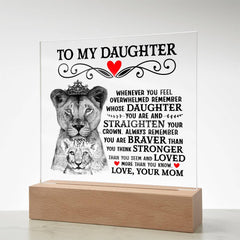 To My Daughter Lion Crown – Acrylic Square - BlessedBiz