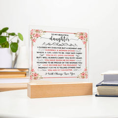 To My Beautiful Daughter – Acrylic Square - BlessedBiz